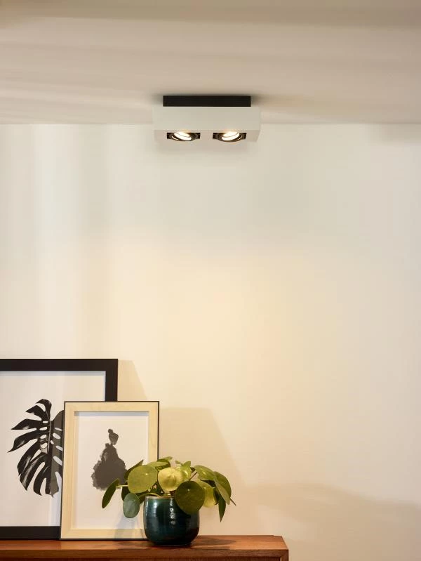 Lucide XIRAX - Ceiling spotlight - LED Dim to warm - GU10 - 2x5W 2200K/3000K - White - ambiance 1